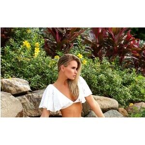 New XS Bikini Ruffle Sleeve Crop Top w/ Skimpy or Full Bottom Lined Padded $188